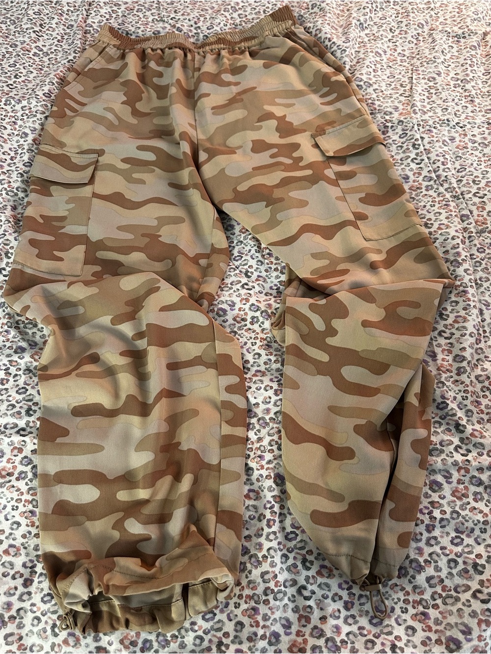 Women's Camo Cargo Trousers - Tan Camouflage - Picture 1 of 6